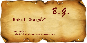 Baksi Gergő névjegykártya
